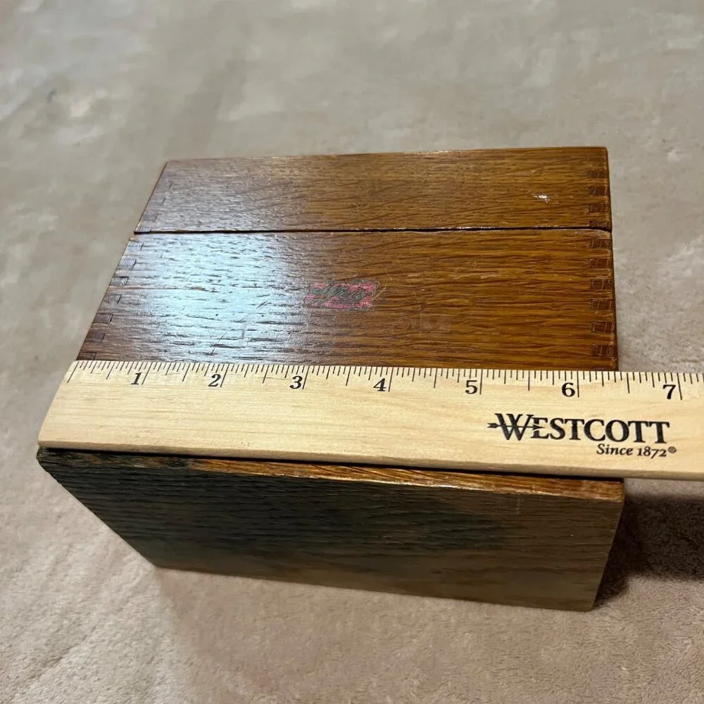 Vintage Wood Recipe Box by Weiss. Dovetailed with recipe divider inserts